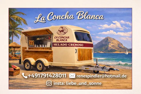 La Concha Blanca mobiler Softeiswagen für Geburtstage Hochzeiten und Events an der Costa Blanca